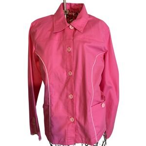 Cappagallo Pink Button Up Jacket Butterfly Lined Casual Size 6